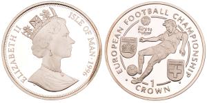 Isle of Man, Elizabeth II, Silver Crown, 28.36g, 1996, European Football Championship, (KM