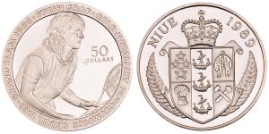 Niue Islands, Steffi Graf, Silver 50 Dollars, 28.76g, 1989, Gold Medalist 24th Olympics Se