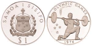 Samoa I Sisifo, Silver Tala, 1976, 30.3g, Summer Olympics, Montreal, (KM 22a).
