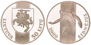 Lithuania, Silver 50 Litu, 2000, 28.08g, Games of the XXVII Olympiad (Sydney, Australia) (