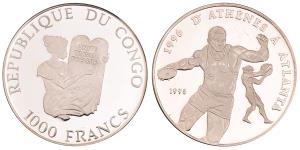 Congo, Silver 1000 Francs, 19.93g, 1995, D'athenes A Atlanta, Olympics, (KM 23).