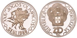 Portugal, Silver 250 Escudos, 27.91g, 1988, Summer Olympics, Seoul, (KM 643a).
