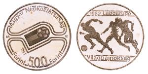 Hungary, Silver 500 Forint, 28.1g, 1981, World Football Championship 1982, (KM 625).