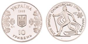 Ukrain, Silver 10 Hryven, 33.65g, 1998, Winter Olympics, Nagano, (KM 44).