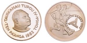 Tonga, Silver 10 Pa'anga, 28.24g, 1982, Commonwealth Games, (KM 78).