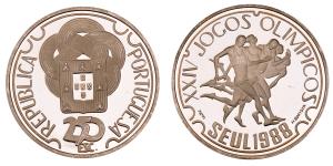 Portugal, Silver 250 Escudos, 27.95g, 1988, Summer Olympics, Seoul, (KM 643a).