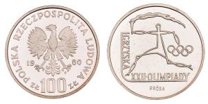 Poland, Silver 100 Proba Zlotych, 16.67 g, 1980, XXII-Olimpiady, Pr 395.