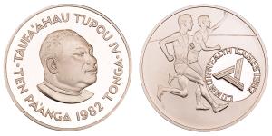 Tonga, Silver 10 Pa'anga, 28.04g, 1982, Commonwealth Games, (KM 78).