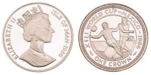 Isle of Man, Elizabeth II, Silver 1 Crown, 28.47g, 1986, World Cup Mexico, (KM 162b).