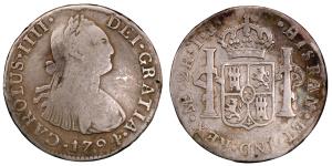 Peru, Carlos IV, Silver 2 Reales, 6.2g, 1794, (KM 95).