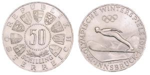 Austria, Silver 50 Schilling, 20.1g, 1964, Winter Olympics Innsbruck, (KM 2896).