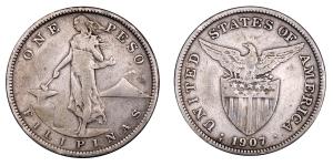 United States of America, Silver Peso, 19.65g, 1907, U.S.Administration, Filipinas, (KM 17