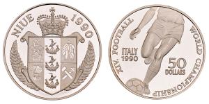 Niue Islands, Elizabeth II, Silver 50 Dollars, 28.2g, 1990, XIV World Championship 1990 in