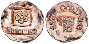 Mexico, Silver, Medelion, 39.26g, 1982, Banamex, Banca Comercial, Lxtapa Mayo 82, (KM 808a