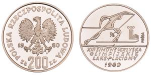 Poland, Silver 200 Zlotych, 17.53g, 1980, XIII-Zimowe-Igrzyska Olimpijskie Lake.Placid.N.Y