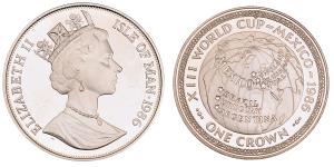 Isle of Man, Elizabeth II, Silver Crown, 28.64g, 1986, XIII World Cup, Mexico.