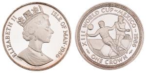 Isle of Man, Elizabeth II, Silver Crown, 28.27g, 1986 World Cup, Mexico, (KM 162b).