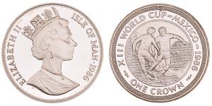 Isle of Man, Elizabeth II, Silver Crown, 28.39g, 1986, XIII World Cup, Mexico.