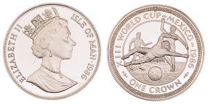 Isle of Man, Elizabeth II, Silver Crown, 28.52g, 1986, XIII World Cup, Mexico.