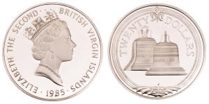 British Virgin Island, Elizabeth II, Silver 20 Dollars, 18.4g, 1985, Sunken Ship Treasures