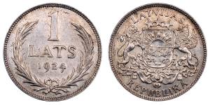 Latvia, Silver 1 Lats, 5.01g, 1924, (KM 7).