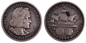 United States of America, Silver ½ Dollar, 12.24g, 1893, Columbian Exposition, (KM 117).