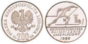 Poland, Silver 200 Zlotych, 17.71g, 1980, XIII-Zimowe-Igrzyska Olimpijskie Lake.Placid.N.Y