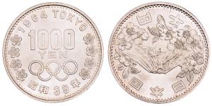 Japan, Silver 1000 Yen, 19.8g, 1964, Summer Olympics, Tokyo, (Y# 80).