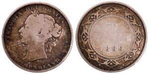 Victoria, Silver 50 Cents, 11.37g, 1880, Newfoundland, (KM 6).