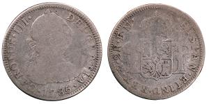 Spain, Carlos III, Silver 2 Reales, 6.27g, 1785, (KM 412).