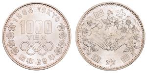Japan, Silver 1000 Yen, 19.95g, 1964, Summer Olympics, Tokyo, (Y# 80).