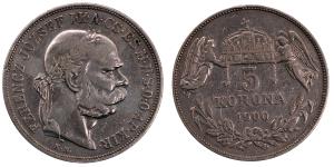 Hungary, Ferenc Jozsef, Silver 5 Korona, 23.69g, 1900, (KM 488).