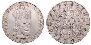 Austria, Silver 50 Schilling, 20g, 1965, 600th Anniversary of the Vienna University, (KM 2