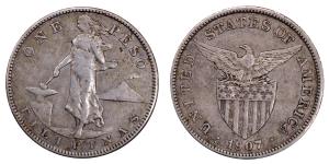 Philippines, Silver Peso, 19.92g, 1907, U.S.Administration, (KM 172)