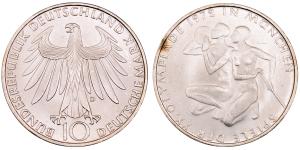 Germany, Silver 10 Deutsche Mark, 15.52g, 1972, Olympic Games 1972 in Munich, (KM 132).