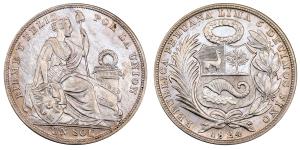 Peru, Silver Sol, 24.98g, 1924, (KM 218).
