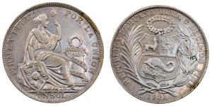 Peru, Silver Sol, 25.6g, 1931, (KM 218).