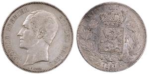 Belgium, Leopold I, Silver 5 Francs, 24.77g, 1851, (KM 17).