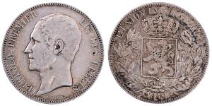Belgium, Leopold I, Silver 5 Francs, 24.75g, 1849, (KM 17).