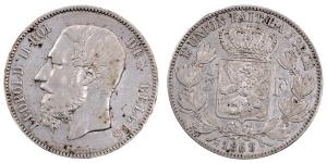 Belgium, Leopold II, Silver 5 Francs, 24.78g, 1869, (KM 24).