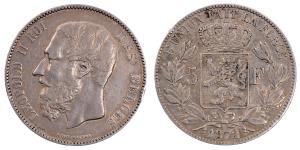 Belgium, Leopold II, Silver 5 Francs, 24.77g, 1872, (KM 24).