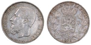 Belgium, Leopold II, Silver 5 Francs, 24.82g, 1873, (KM 24).