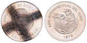 Costa Rica, Silver 100 Colones, 35.03g, 1979, International Year of the Child, (KM 206).