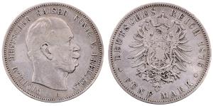 Germany, Wilhelm I, Silver 5 Mark, 27.44g, 1876, (KM 503).