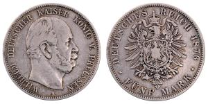 Germany, Wilhelm I, Silver 5 Mark, 27.31g, 1876, (KM 503).