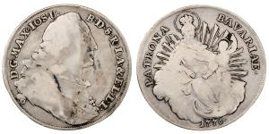 Germany, Bavaria, Maximilian III Joseph, Silver Thaler, 27.5g, 1776, Madonnentaler, (KM 51