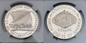 United States of America, Silver Dollar, 26.73g, 1987,200th Anniversary of the U.S.Constit