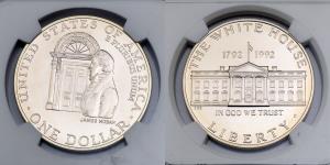 United States of America, Silver Dollar, 26.73g, 1992, 200th Anniversary of the White Hous