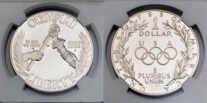United States of America, Silver Dollar, 26.73g, 1988,1988 Olympics Seoul, NGC PF 69 Ultra