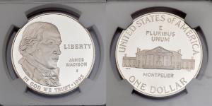 United States of America, James Madison, Silver Dollar, 26.73g, 1993, Bill of Rights, NGC 